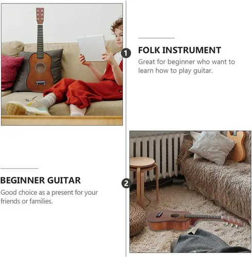 Vista 4 de Guitarra acústica de 23 pulgadas para niños, pequeño instrumento popular para principiantes, niños y niñas, cómoda y ligera guitarra de práctica