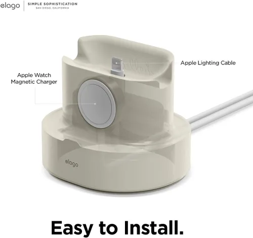 Vista 6 de elago Estación de carga 2 en 1 para productos Apple, diseñada para AirPods, AirPods Pro, iPhone, Apple Watch [cables no incluidos] (blanco clásico)