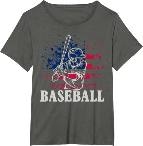 Vista 63 de Camiseta de béisbol deportiva estadounidense con bandera estadounidense, Negro, S