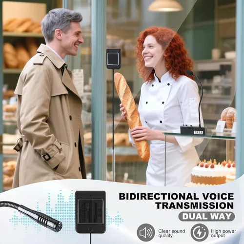 Vista 3 de Intercomunicador de ventana de doble vía, sistema de altavoces de ventana, micrófono de intercomunicación antiinterferencia. Para negocios, banco
