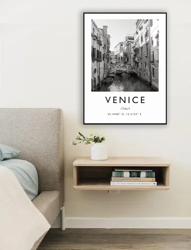 Vista 2 de Impresión de pared de Venecia, arte de pared de Venecia, impresión de Italia, arte de viaje, decoración de viaje, fotografía en blanco y negro