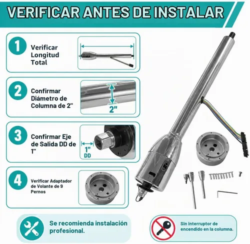 Vista 4 de Columna de Dirección Manual de Inclinación Cromada de 28'' con Adaptador de Rueda Sin Llave Hot Rod GM Columna de dirección cromada de 28" sin llave
