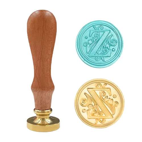 Vista 32 de Sello medieval tradicional de cera del alfabeto, con cabeza de latón, con mango de madera, para tarjetas, sobres, regalo (letra A)