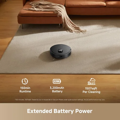 Vista 8 de DREAME D20 Air Plus Robot Vaccum and Mop Combo con succión de 20,000 Pa, tecnología antienredos, muelle de vaciado automático, limpieza profunda