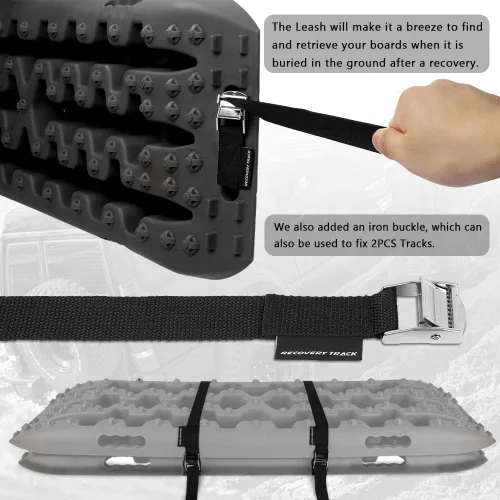 Vista 2 de XPV AUTO Tablas de tracción para pistas de recuperación, escalera de neumáticos, alfombrilla 4WD para arena y lodo de nieve todoterreno 4X4 (negro)