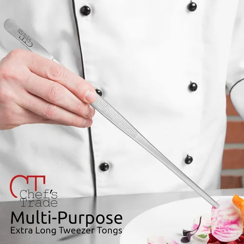 Vista 5 de Chef's Trade Pinzas profesionales de cocina y cocina, pinzas de acero inoxidable de 12 pulgadas, multiuso
