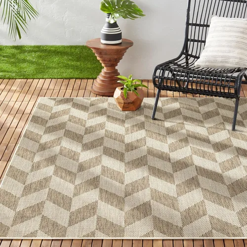 Vista 21 de Nicole Miller New York Patio Country Calla - Alfombra contemporánea de espiga para pasillo de interiores y exteriores, azul/gris, 1 pie y 9 pulgadas