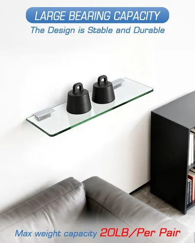 Vista 5 de Alise Soporte de ducha ajustable para estante de vidrio, soporte de abrazadera rectangular resistente para estantes de vidrio de 0.394-0.472 in