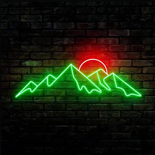 Vista 9 de LED Mountains Sunrise Sunset Wave Neon Signs Dimmable 5V USB Power Neon Lights Wall Art Decorative Lamp for Home Preppy Dorm Salon Decor Bar Party