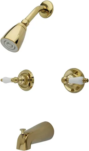 Vista 5 de Kingston Brass KB248PL Grifo de bañera y ducha con manija decorativa, níquel cepillado