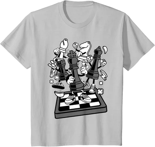 Vista 32 de Figura cómica Camiseta de tablero de ajedrez jugador de ajedrez Azul Marino
