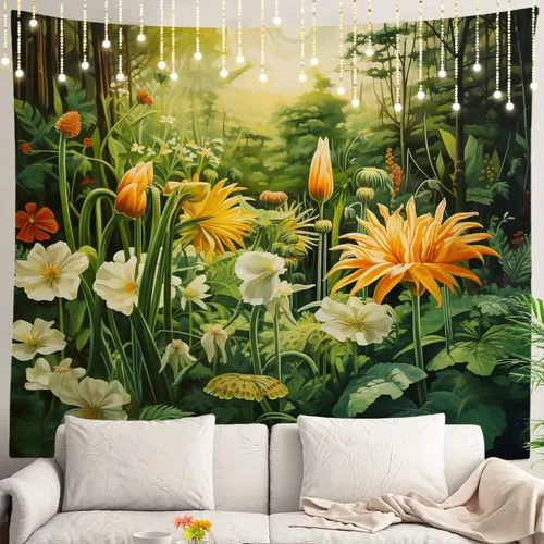 Vista 52 de Shrahala Modern Abstract Artwork Wall Tapestry, Orange Black Beige Wall Hanging Large Tapestry Decoration Polyester Fiber White Hem Around for Dorm
