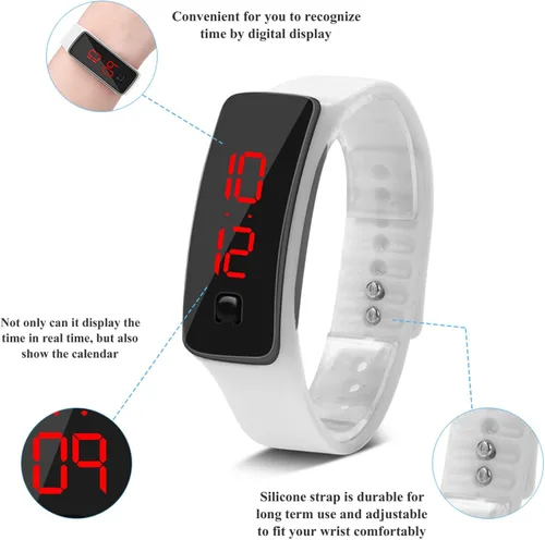 Vista 5 de Zetiling Reloj LED, reloj para niños, reloj de pulsera LED, reloj de pulsera deportivo digital con correa de silicona, reloj electrónico