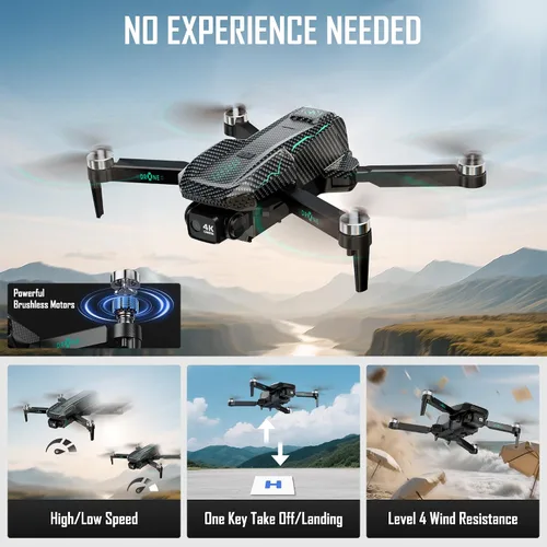 Vista 5 de Drone GPS con cámara 4K para adultos, FPV RC Quadcopter, tiempo de vuelo de 90 minutos, retorno automático, seguimiento GPS, vuelo circular