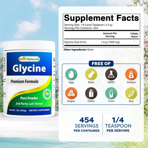 Vista 2 de Best Naturals Polvo de glicina 1 LB - Neurotransmisor y apoyo de relajación