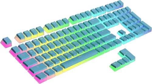 Vista 13 de Ranked Teclas Pudding PBT 112 Juego de teclas de doble disparo translúcidas ANSI EE. UU. e ISO Perfil OEM para teclado mecánico RGB de juego