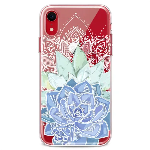 Vista 4 de Funda compatible con iPhone 14 13 Pro Max 12 Mini 11 Xs X 8 Plus Xr 7 SE 6s 5 Plant Floral Flowers Phone Teen Slim Boho Cute Girls Print Blue Design