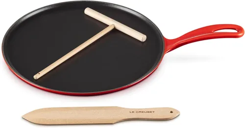 Vista 13 de Le Creuset Sartén Crepe Redonda Tradicional de Hierro Fundido Esmaltado, 10.25 Pulgadas, Alcachofa