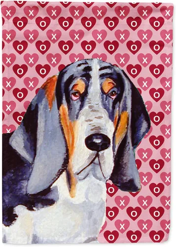 Vista 30 de Caroline's Treasures SS4484GF Bandera de jardín con diseño de bulldog inglés y corazones para el Día de San Valentín, bandera decorativa para patio
