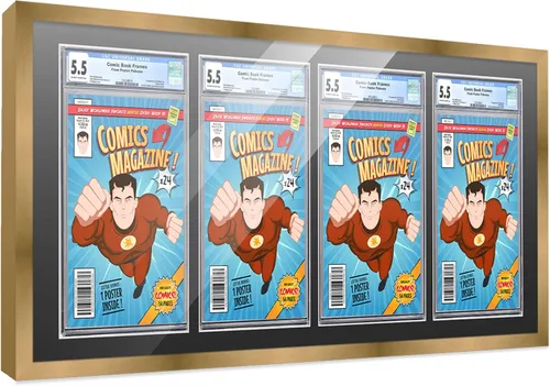 Vista 29 de Poster Palooza Marco de cómics con paspartú para 1 cómic de grado CGC, CBCS o PGX, marco de cómic de bronce para cómic de 8.125 x 13 pulgadas