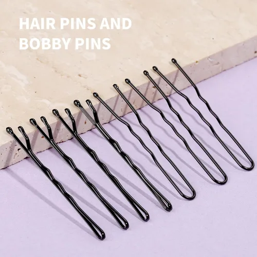 Vista 2 de Teenitor 100 alfileres negros Bobby, alfileres de pelo negros, horquillas para el cabello para mujeres y niñas de 2 pulgadas