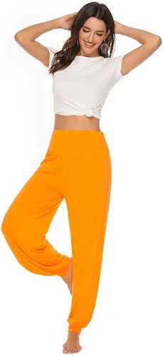 Vista 17 de Pantalones de algodón modal para mujer de AvaCostume, pantalones suaves para practicar yoga o deportes.