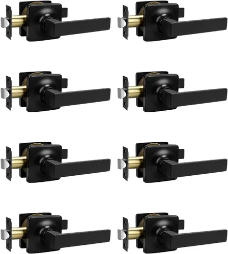 Vista 2 de Mengico Paquete de 1 cerradura de puerta, manijas de puerta negras para interiores, palanca de puerta interior izquierda o derecha, manija de puerta