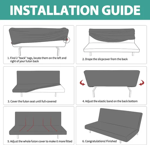 Vista 6 de YEMYHOM Funda para Futón Diseño Jacquard Más Reciente de Alta Elasticidad para Sofá Cama sin Brazos, Protector de Muebles Antideslizante con Parte