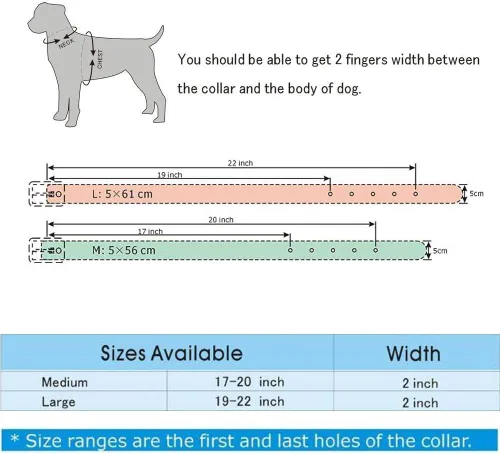 Vista 2 de Serijoars Collar de cuero de 2 pulgadas de ancho, collar resistente con tachuelas, ajustable para perros medianos y grandes (M, negro)