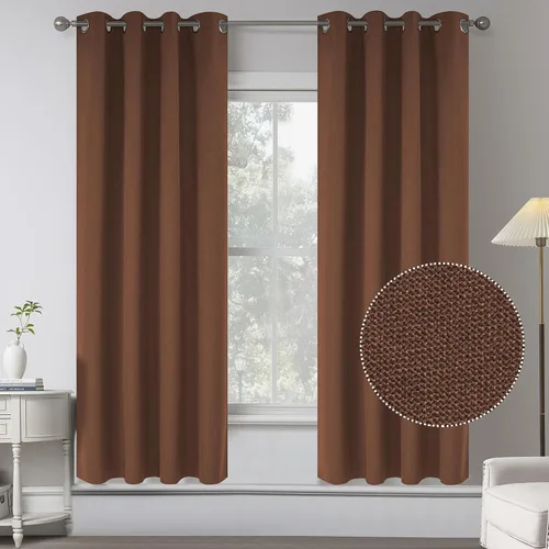 Vista 27 de KEQIAOSUOCAI Cortinas de lino 100% opacas de 100 pulgadas de largo, 2 paneles para dormitorio, estilo casa de campo moderna, completamente negro