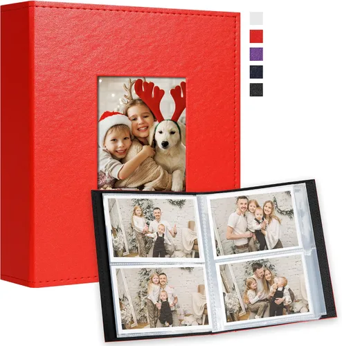 Vista 13 de Vienrose Álbum de fotos pequeño de 4 x 6 pulgadas, paquete de 2 mini libros de fotos con cubierta de cuero, 26 páginas con capacidad para 52