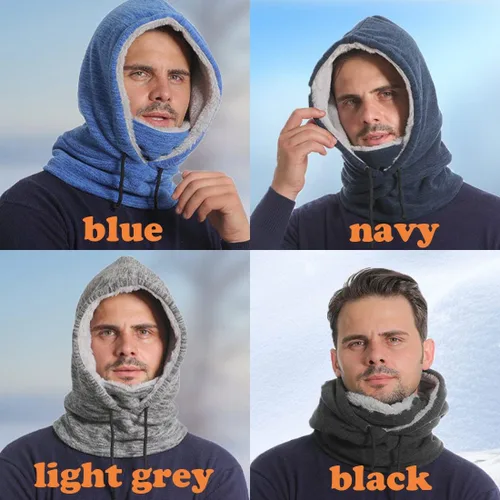 Vista 6 de Pasamontañas de forro polar grueso para invierno, resistente al viento, para el cuello, gorros, pasamontañas, talla única