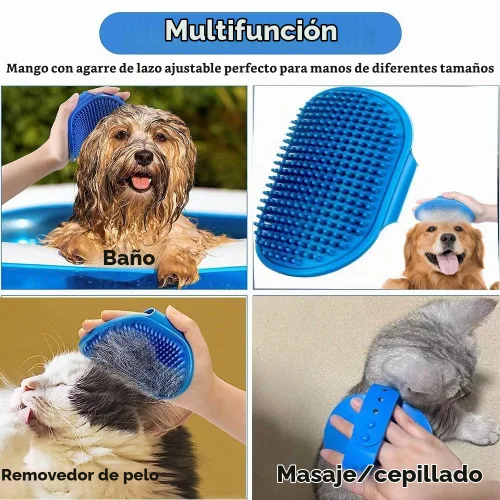 Vista 7 de Cepillo de baño para perros, cepillo de champú para perros, cepillo para baño, no se resbala, cepillo de lavado de masaje con mango de anillo