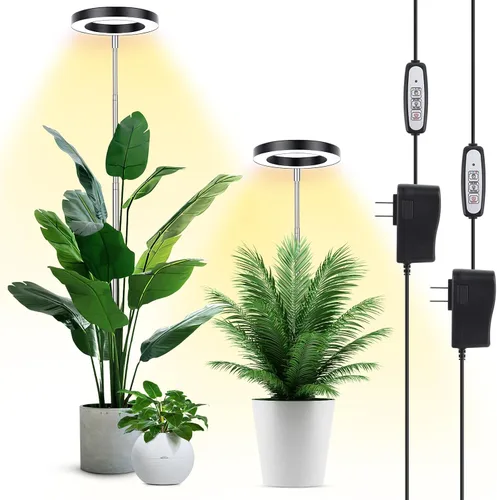 Vista 22 de LBW Luces de cultivo para plantas de interior, luz de espectro completo de 6.3 pulgadas con base, lámpara de cultivo ajustable de altura de 59