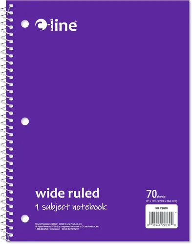 Vista 5 de Cuaderno de 1 materia, rayas anchas, negro, caja de 24 (22041-CT)