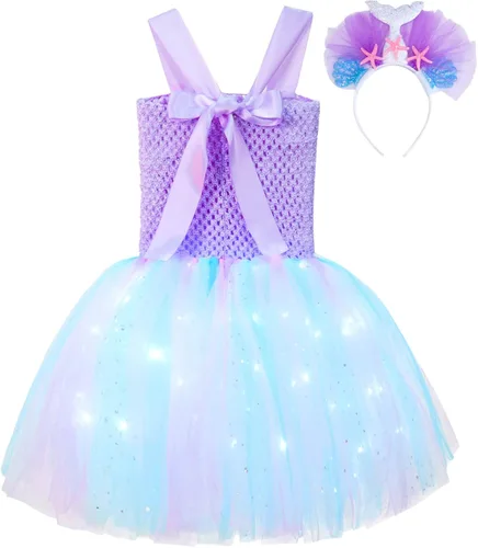 Vista 6 de easyforever Vestido tutú de ballet para niñas con luz LED de color, disfraz de princesa, carnaval, Halloween, fiesta de cumpleaños