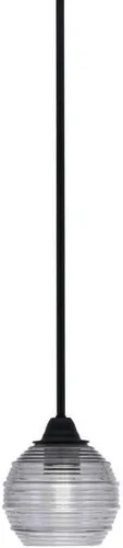 Vista 221 de Toltec Lighting Paramount - Mini colgante de 1 luz en acabado negro mate con cristal de arte perla de 7 pulgadas y estilo negro