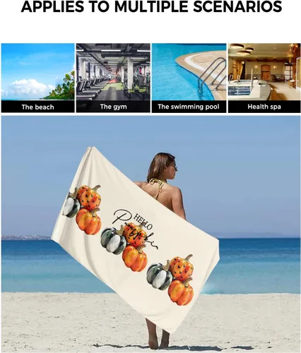 Vista 6 de Orange Green Pumpkins Bath Towels for Bathroom Set - Luxury Towels Gifts for Women,Quick Dry Beach Kitchen Hand Hair Face Yoga Workout Gym Towel and