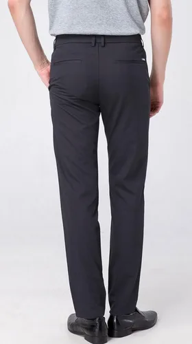 Vista 2 de Plaid&Plain - Pantalones de vestir para hombre, corte delgado, elásticos