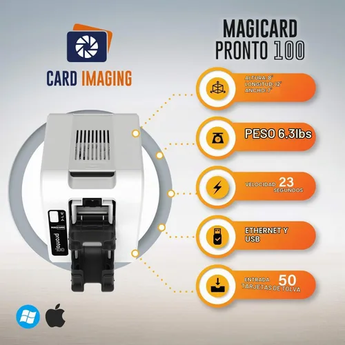 Vista 2 de Magicard Pronto 100 Impresora de tarjetas de un solo lado, cámara, paquete de suministros