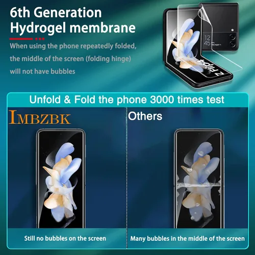 Vista 2 de IMBZBK Protector de pantalla 9 en 1 para Samsung Galaxy Z Flip 4 5G, película flexible de pantalla interior + protector de pantalla trasera