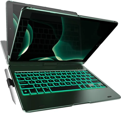 Vista 10 de Funda con teclado para iPad de 9ª generación (10.2 pulgadas, 2021) 360° 7 modos Retroiluminación 12 colores Delgada, ligera y protectora