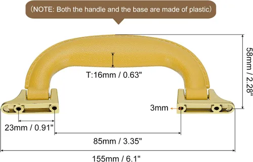 Vista 2 de uxcell Manijas de equipaje, mango de cuero sintético, manijas de repuesto para maleta con tornillos para caja de herramientas de maleta, Beige, Retro