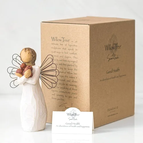 Vista 6 de Willow Tree Ángel de la buena salud, una abundancia de salud y felicidad, sosteniendo manzanas como símbolo de esperanza y curación, agradecimiento