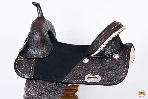 Vista 4 de HILASON Western Horse Treeless Trail Barrel Saddle American Leather Tan Horse Saddle Western Saddle Treeless Saddle Saddle for Horses