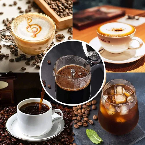 Vista 7 de Máquina de café expreso con tapa de cristal y acero inoxidable, cafetera italiana clásica, olla Moka - 4/6/9 tazas, 12.2 fl oz/12.7oz/9 tazas