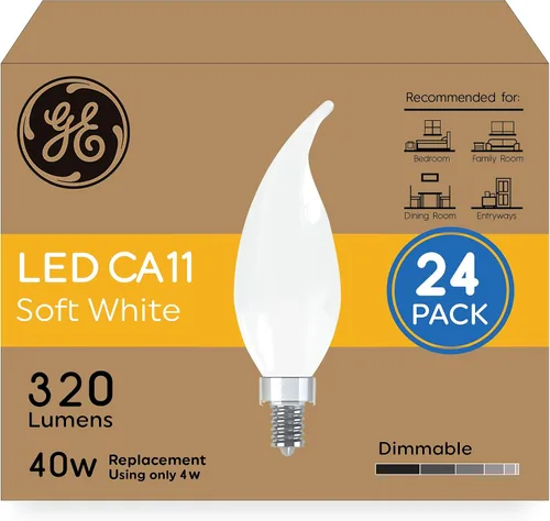 Vista 14 de GE Relax Bombillas LED, 40 vatios, blanco suave, bombillas decorativas, escarchadas, base pequeña (paquete de 2)