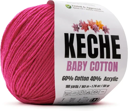 Vista 85 de Keche Hilo de Algodón, 60% Algodón 40% Hilo Acrílico, Hilo de Algodón Suave para Crochet y Tejer, Hilo Amigurumi 1 Madeja/Bola 1.76 Oz (50g) / 180