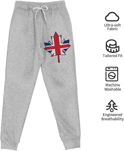 Vista 7 de British Flag Canada Maple Leaf Men's Casual Yoga Sweatpants Workout Athletic Elastic Waist Pants Outdoor Jogger Pants Black