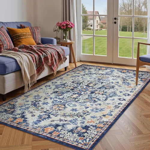 Vista 19 de Lahome Alfombra Floral Bohemio Medaillon - 2x3 Pequeña Alfombra de Baño Rosa Caliente, Alfombra de Cocina, Lavable a Máquina, Antideslizante, Suave